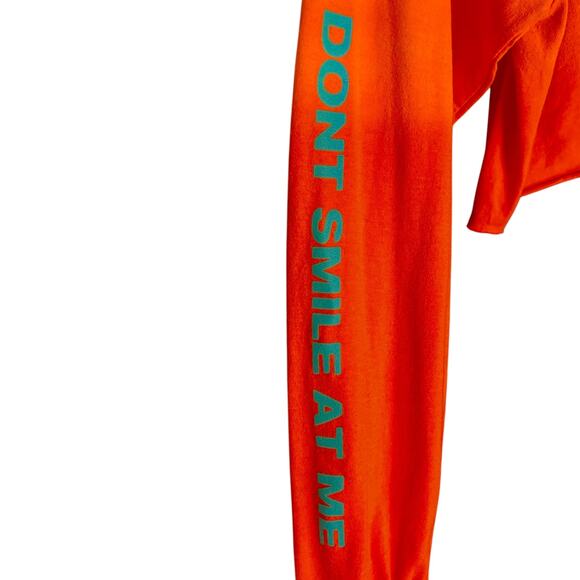 Billie Eilish Don't Smile At Me Orange Cropped Long Sleeve T-Shirt - Women's XL - Picture 5 of 7